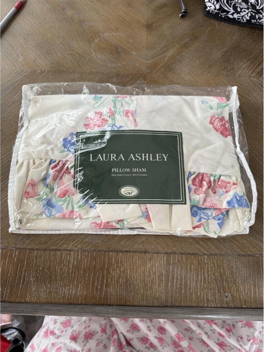 Laura Ashley Pillow Sham Sweet Pea Fits Standard Pillow 1988 Ruffle